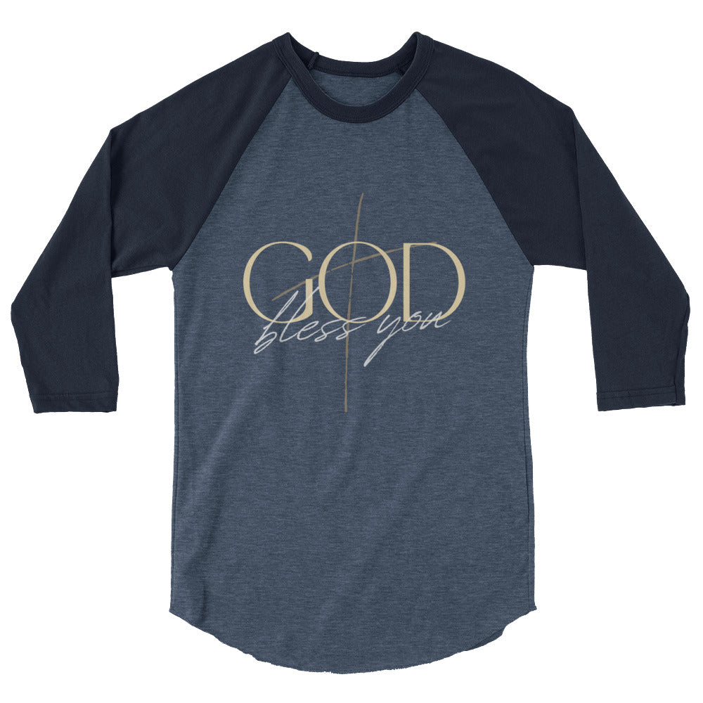 3/4 Sleeve Raglan Shirt - God Bless You - BeFaithinStyle.