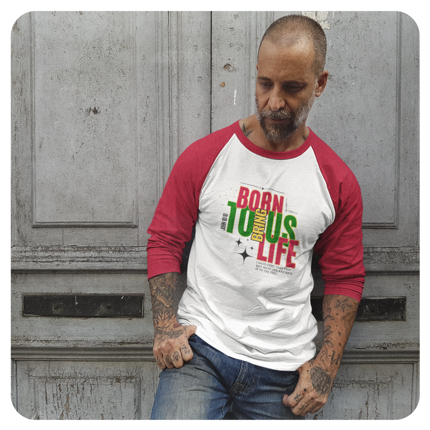 3/4 Sleeve Raglan Shirt - Born to Bring Us Life - BeFaithinStyle.